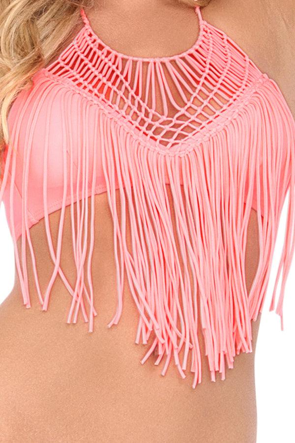 Luli Fama HEART OF A HIPPIE - Weave Fringed Halter Top & Weave Fringed Skimpy Bo – Luli Fama