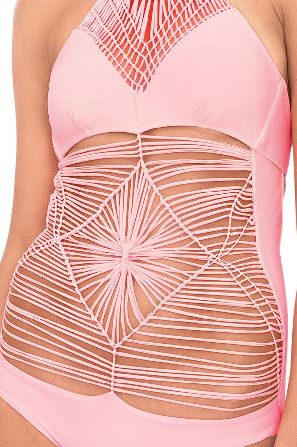 Luli Fama Heart Of A Hippie Weave One-Piece - Pink Sunsets – Luli Fama