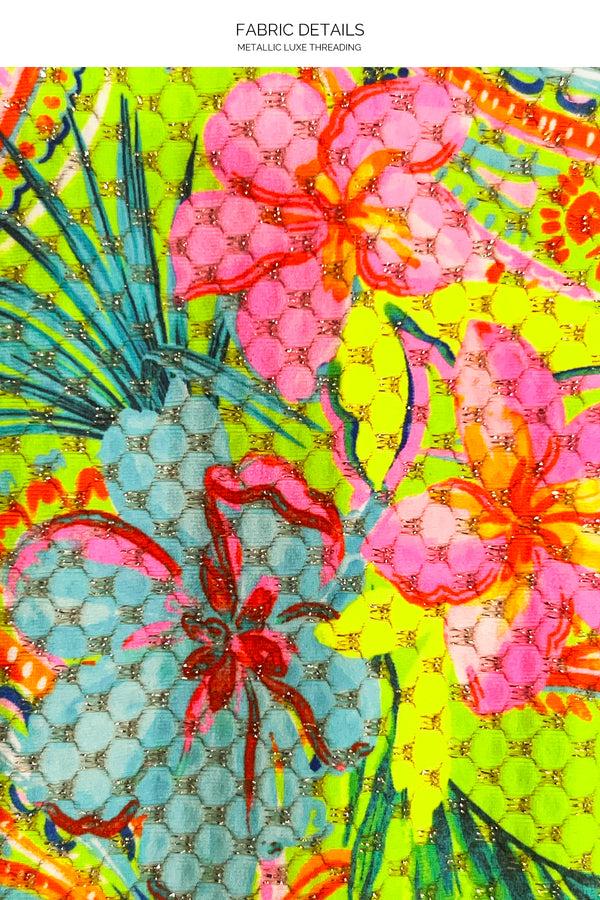 Luli Fama HIBISCUS DREAM - Ring Scoop Neck Drawstring Top & Ring Seamless Wavy B – Luli Fama