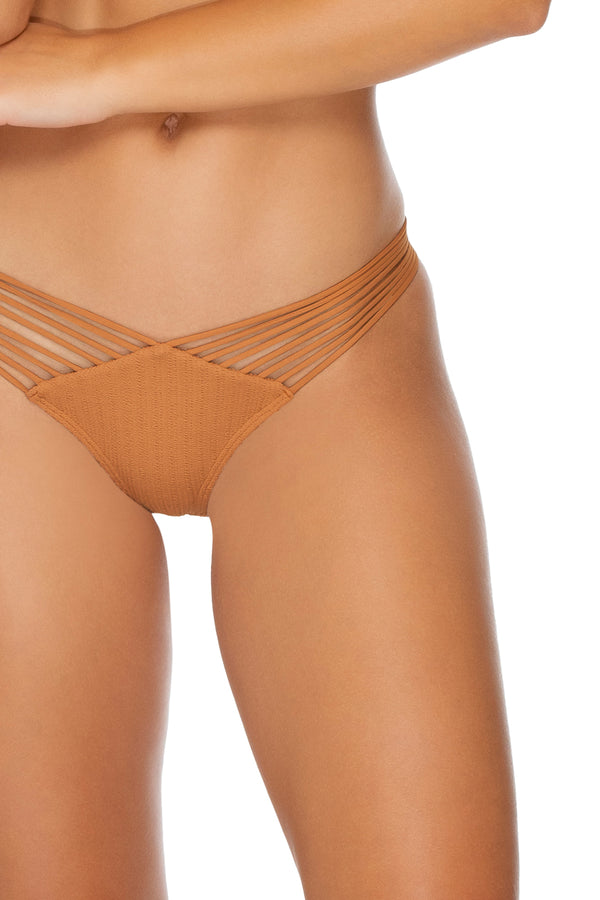 Luli Fama JAGGED BOMBSHELL - Cross Back Bustier Top & Strappy Brazilian Ruched B – Luli Fama