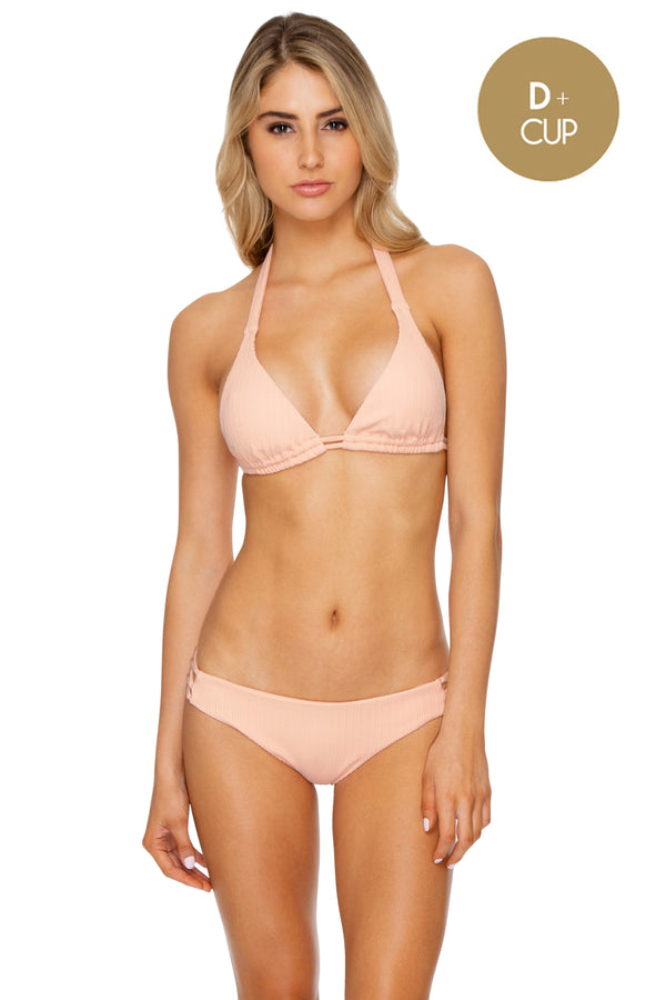 luli fama JAGGED BOMBSHELL - Triangle Halter Top & Full Bottom • Peachin – Luli Fama