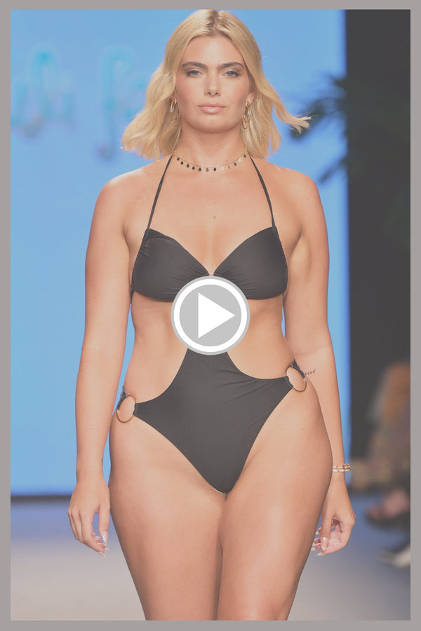 Luli Fama JETSET LULI - Ring Bandeau Monokini • Black Runway – Luli Fama