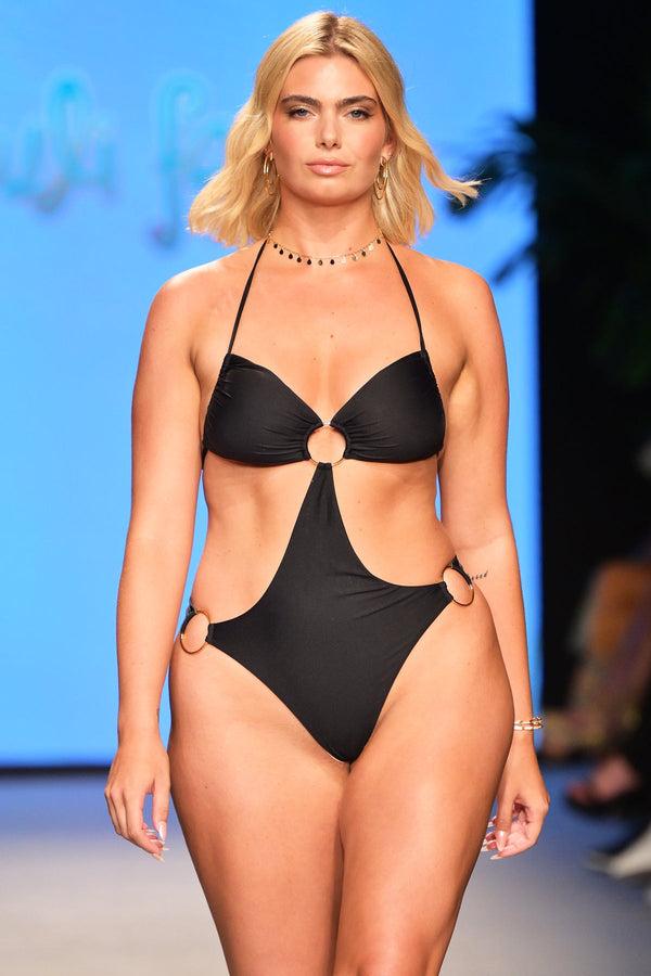 luli fama JETSET LULI - Ring Bandeau Monokini • Black Runway – Luli Fama