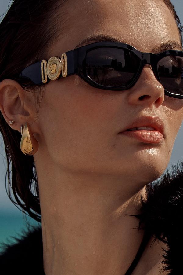 luli fama JEWELRY - Elia Raindrop Earring 30mm • Gold – Luli Fama