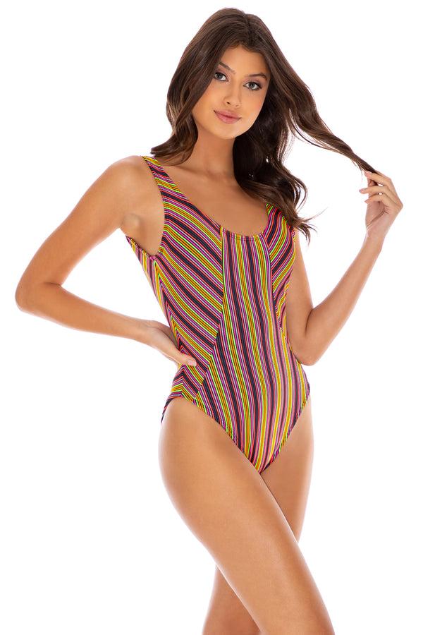 Luli Fama Jungle Glow - Multicolor One-Piece Tank W/ Scoop Back – Luli Fama
