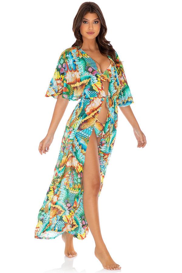 Luli Fama Just Wing It Long Open Tunic Swim Cover-Up - Luli Fama