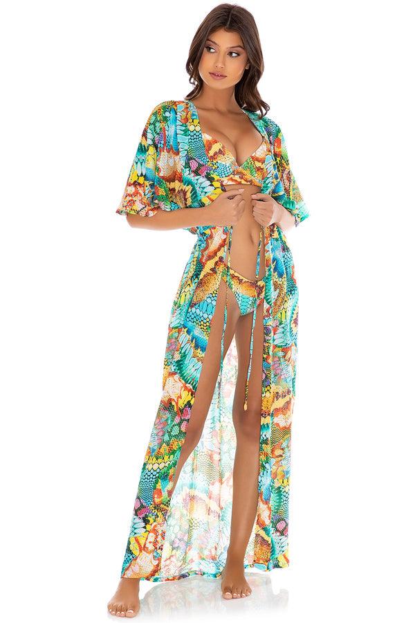 Luli Fama Just Wing It Long Open Tunic Swim Cover-Up - Luli Fama