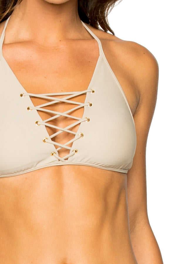 Luli Fama LA CORREDERA - High Neck Top & Full Bottom • Cemento – Luli Fama