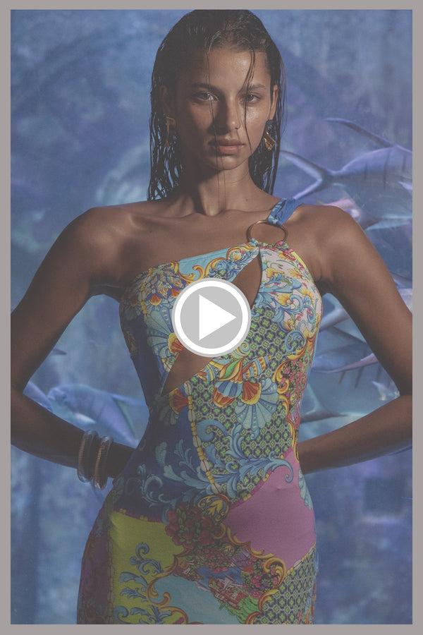 Luli Fama LA COSTA Asymmetrical Cut Out Maxi Dress - Multicolor – Luli Fama