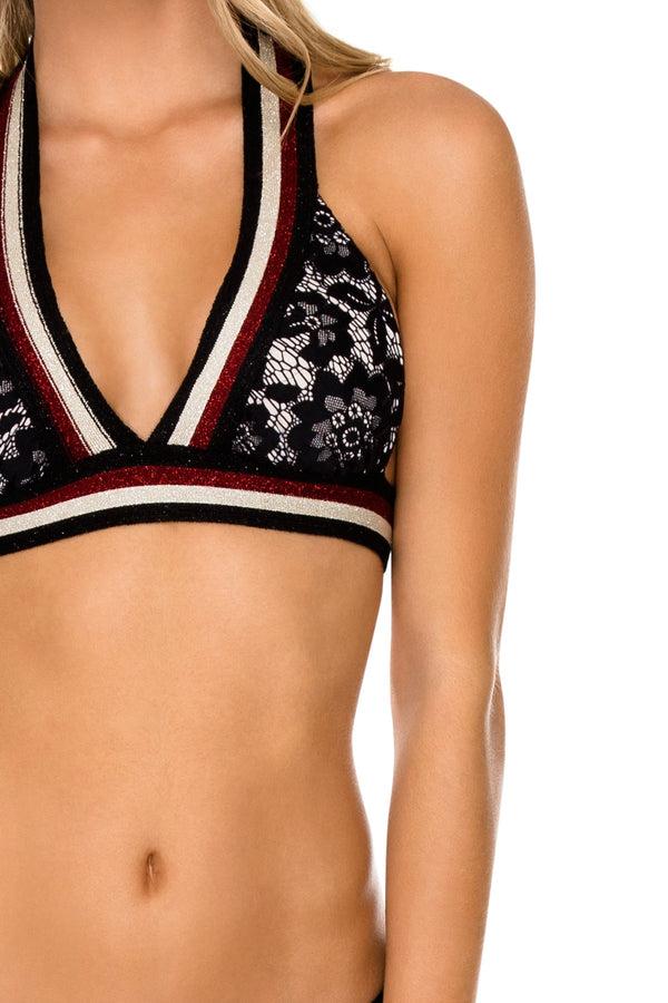 Luli Fama LA GIRALDA - Halter Top & Wavey Ruched Back Brazilian Tie Side Bottom – Luli Fama