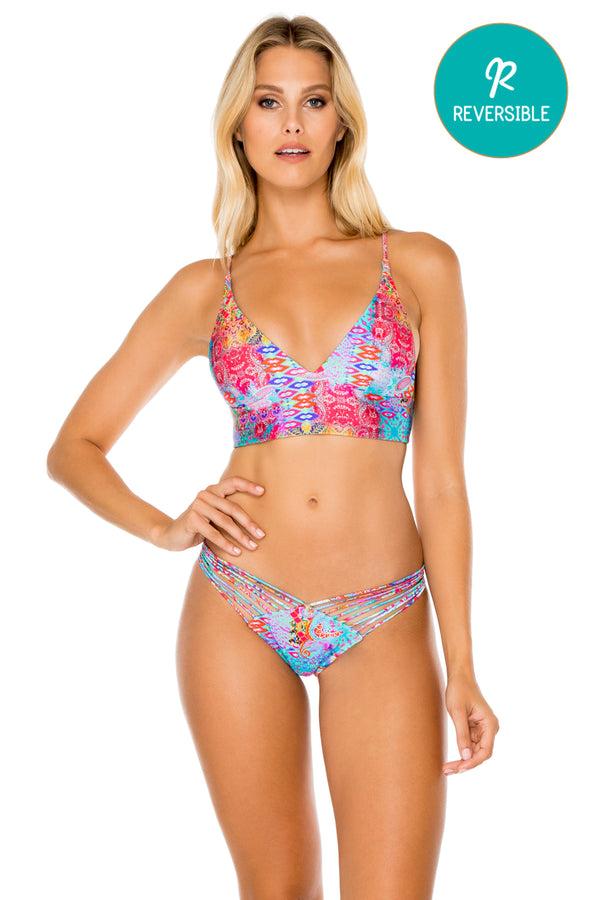 luli fama La Mezquita Halter Bustier Top & Brazilian Ruched-Back Bottom – Luli Fama