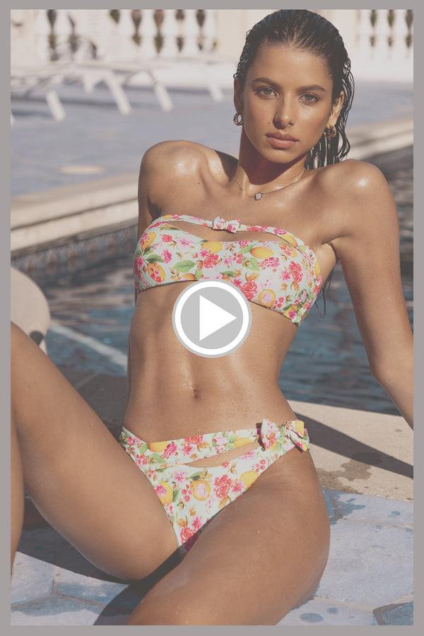 Luli Fama LIMONCELLO - Bow Bandeau Top & Asymetrical Side Bow Bottom • Multicolo – Luli Fama