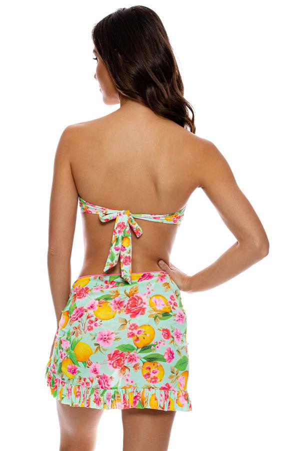 Luli Fama LIMONCELLO - Bow Bandeau Top & Ruffle Sarong Mini Skirt • Multicolor – Luli Fama