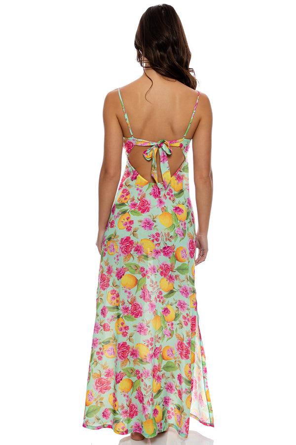 Luli Fama LIMONCELLO - Peek A Boo Tie Back Maxi Dress • Multicolor – Luli Fama