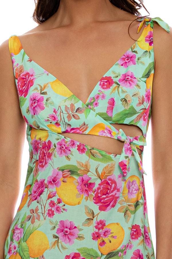 Luli Fama LIMONCELLO - Peek A Boo Tie Back Maxi Dress • Multicolor – Luli Fama