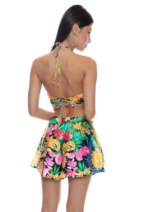Luli Fama LOVE BY THE SUN - Ring Halter Peek A Boo Top & Short • Multicolor – Luli Fama