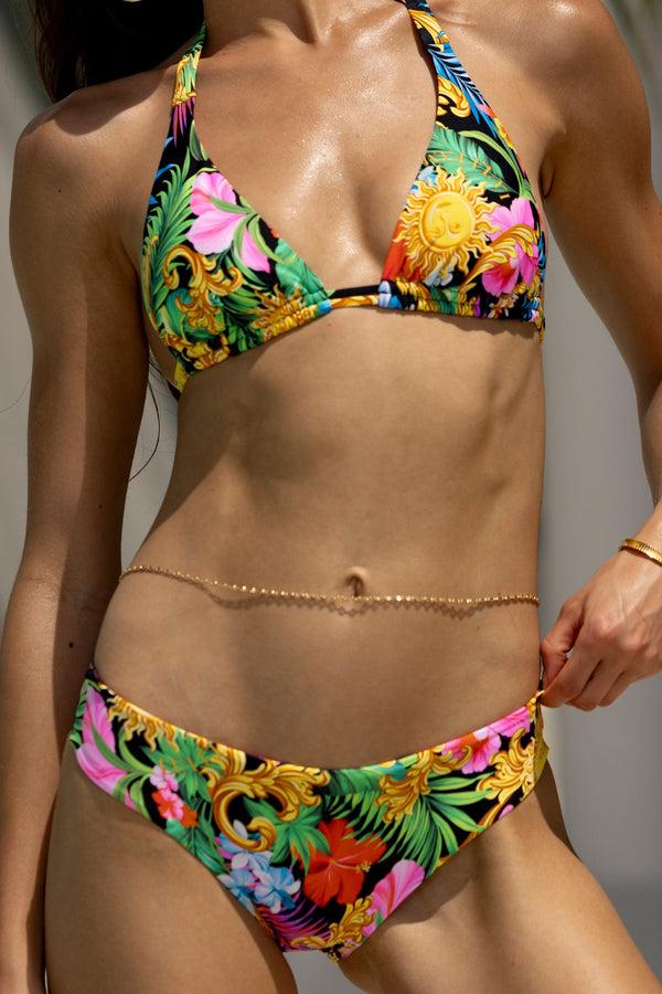 Luli Fama LOVE BY THE SUN - Triangle Halter Top & Seamless Full Ruched Back Bott – Luli Fama