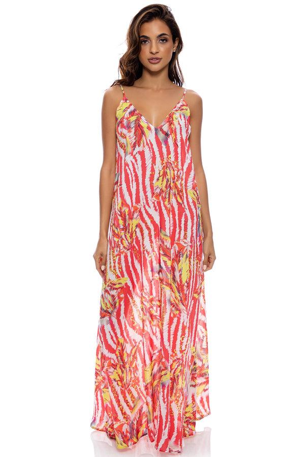 luli fama LOVE ME WILD - Spaghetti Strap Long Dress • Multicolor – Luli Fama