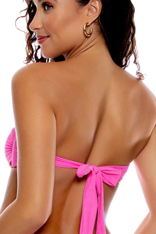Luli Fama LULI ADORE Pink Wavy Luxe Bandeau & Ruched Bottom – Luli Fama