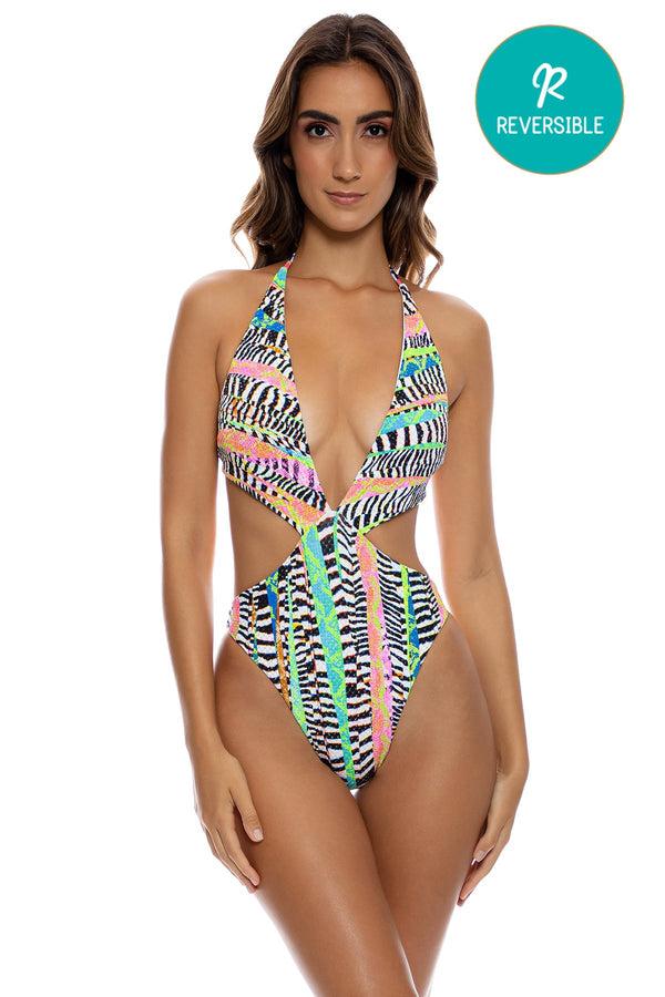 luli fama LULI DISCO - Deep V Monokini • Multicolor – Luli Fama