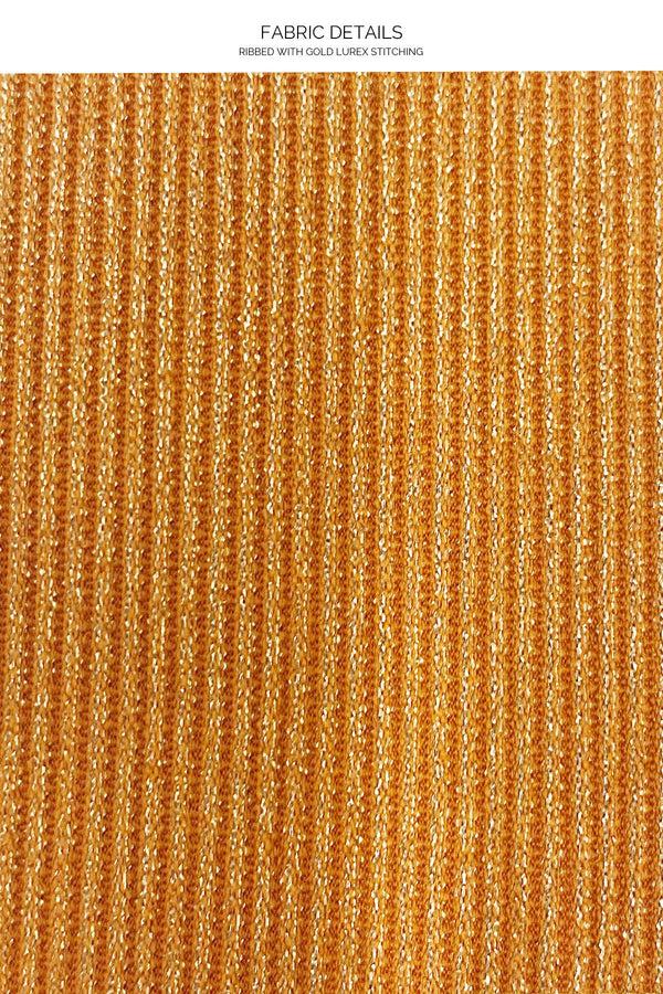 Luli Fama Luli Diva Bikini - Bronze Shimmer Cross Back Bustier Top & Banded Bottom – Luli Fama