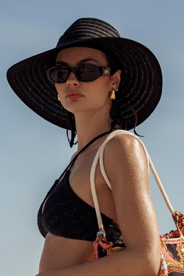 Luli Fama LULI HAT - Metallic Bell Brim Fedora • Black On Black – Luli Fama