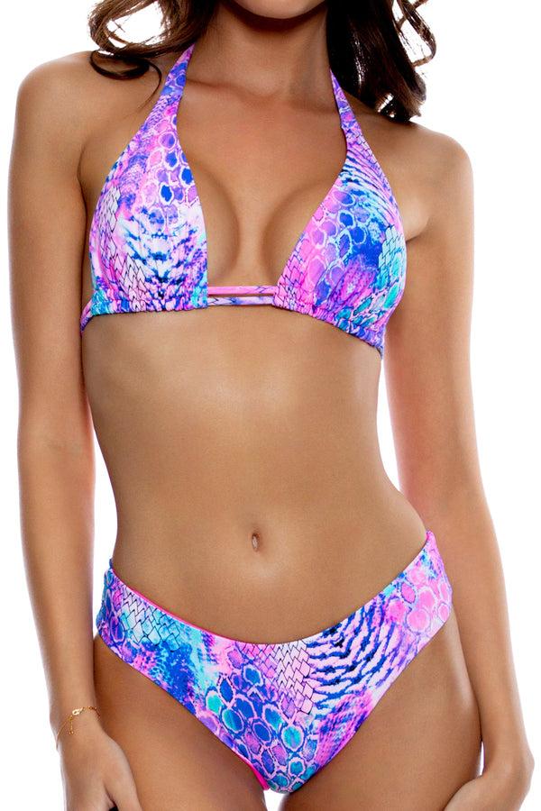 Luli Fama LULI INSTINCT - Triangle Halter Top & Seamless Full Ruched Back Bottom – Luli Fama