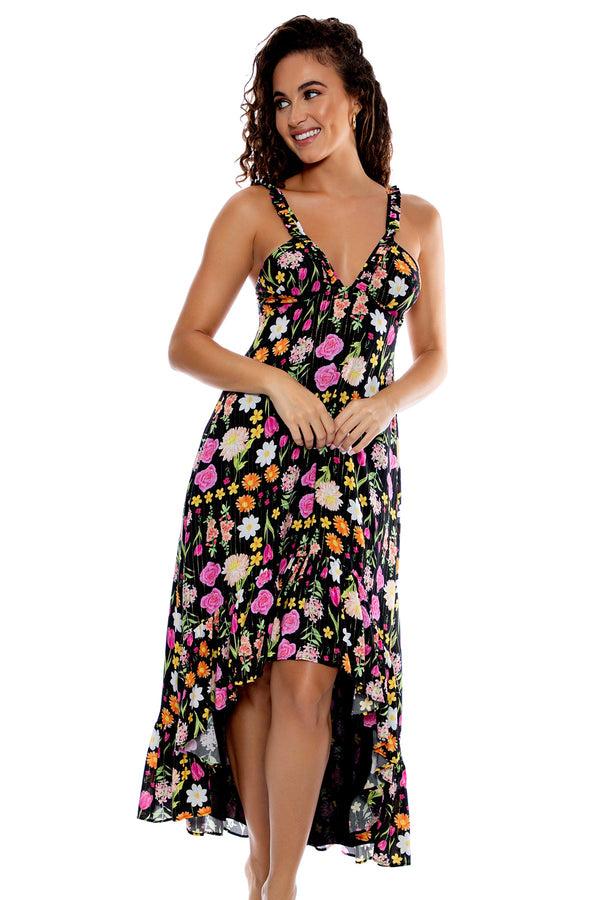 Luli Fama LULI'S SECRET GARDEN - Deep V High Low Dress • Multicolor – Luli Fama