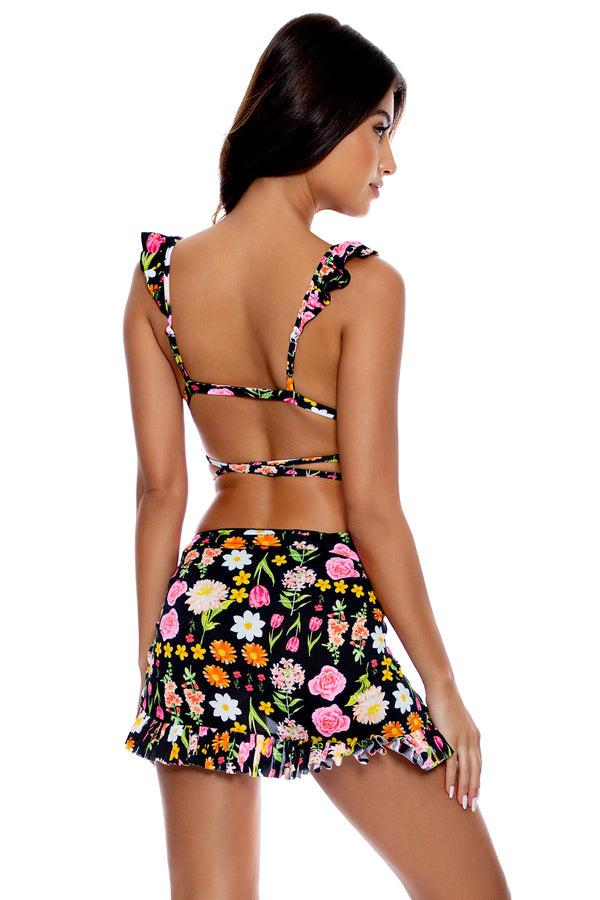 Luli Fama LULI'S SECRET GARDEN - Ruffle Deep V Wrap Triangle Top & Ruffle Sarong – Luli Fama
