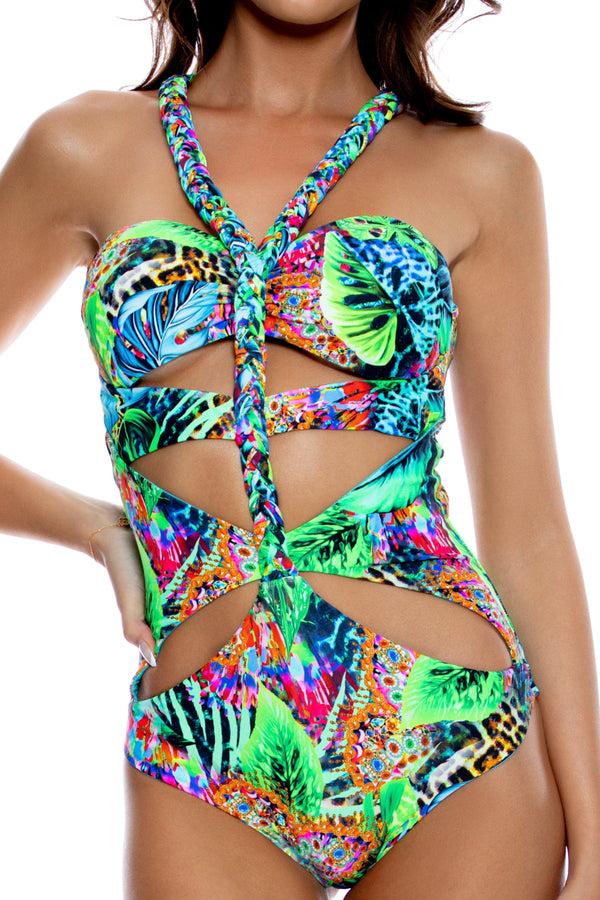 Luli Fama LULI'S SELVA - Braided Cut Out One Piece • Multicolor – Luli Fama