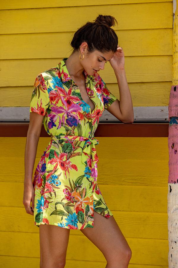 Luli Fama LULI TROPICS - Shirt Dress • Multicolor – Luli Fama