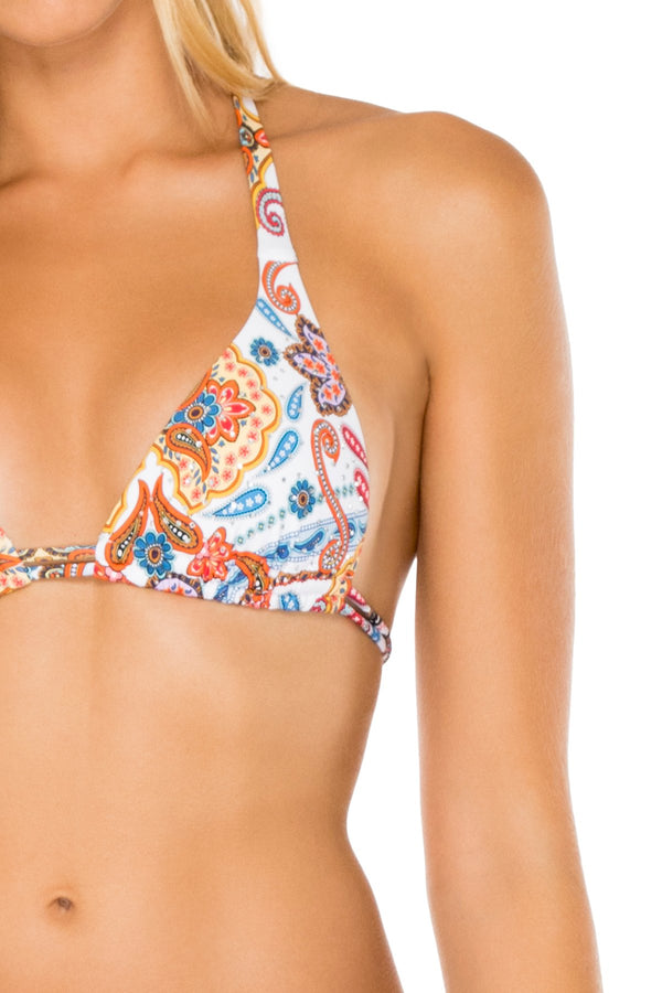 Luli Fama MAESTRANZA - Triangle Halter Top & Full Bottom • White – Luli Fama