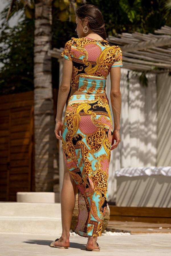 Luli Fama MIAMI DAYDREAM Crop Top & Chain Skirt - Multicolor – Luli Fama