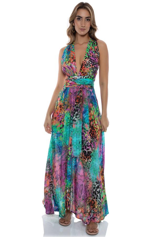 Luli Fama MIAMI MYSTIQUE - Convertible Maxi Dress • Multicolor – Luli Fama