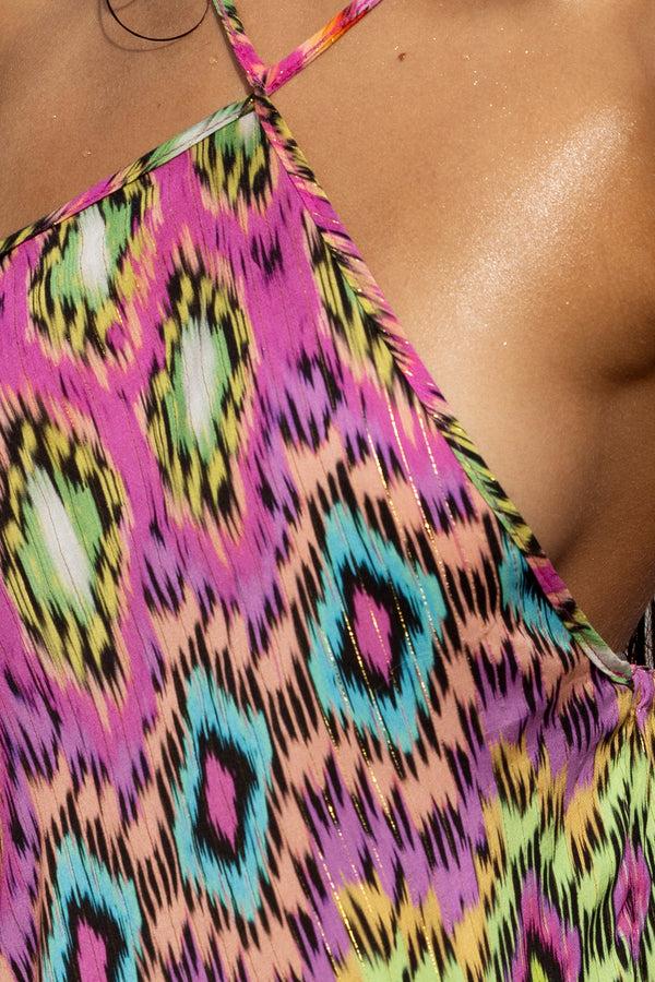 Luli Fama MIAMI SORBET Halter Neck Babydoll Dress - Multicolor – Luli Fama
