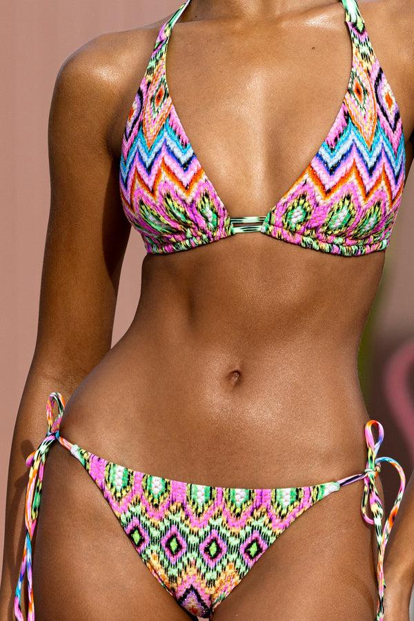 Luli Fama MIAMI SORBET Triangle Halter Top & Tie-Side Bottom – Luli Fama