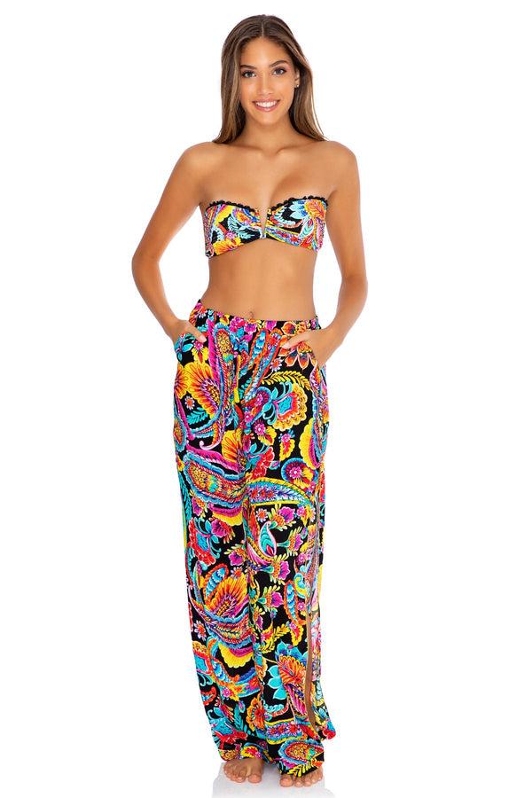 luli fama Moon Nights Bandeau Bikini Top & Wide Leg Beach Pants – Luli Fama