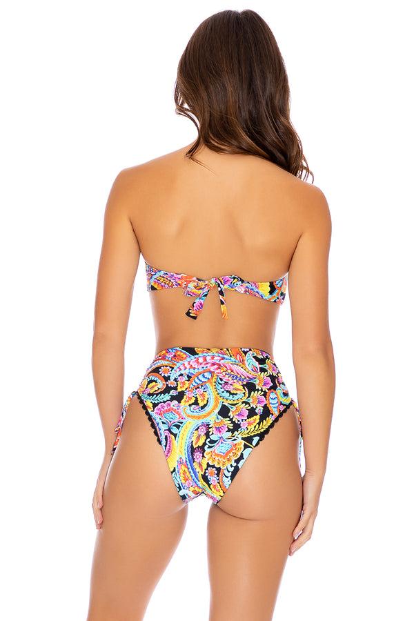 Luli Fama Moon Nights Paisley V-Ring Bandeau Top & High-Waist Bikini Bottom – Luli Fama