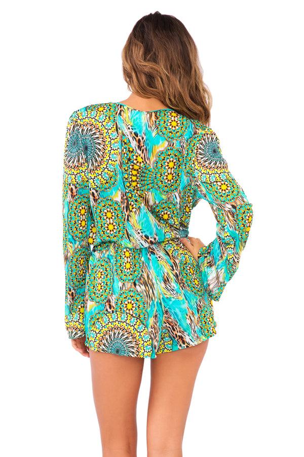 Luli Fama MOON PRINCESS - Wrap Front Long Sleeve Romper • Multicolor – Luli Fama