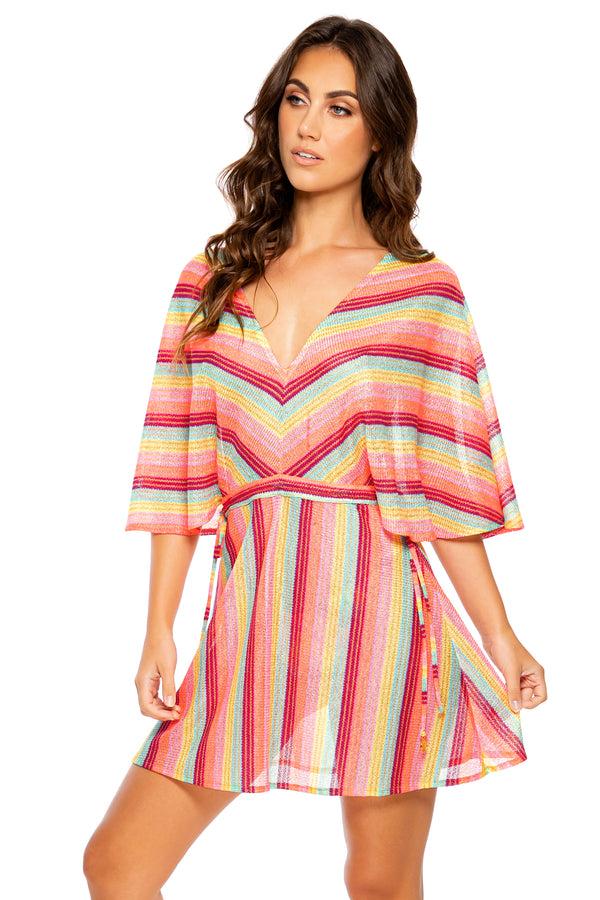 Luli Fama Muse Feels Short Kimono - Multicolor V-Neck Cover-Up – Luli Fama