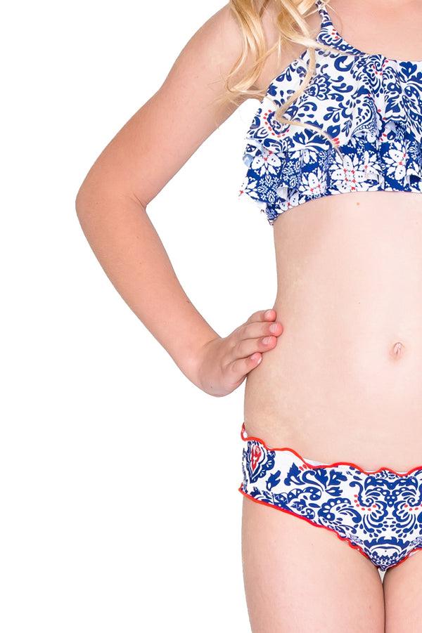 Luli Fama NAUGHTY GIRL - Ruffle Layered Top Ruched Back Bikini • Multicolor – Luli Fama