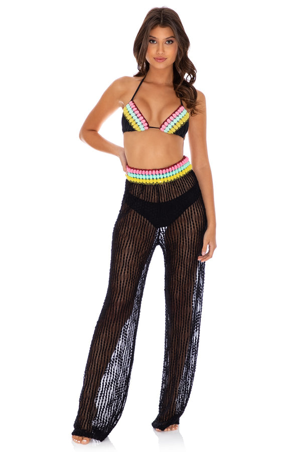 luli fama Night Lights - Triangle Top & Flare Bottom Pant - Black – Luli Fama