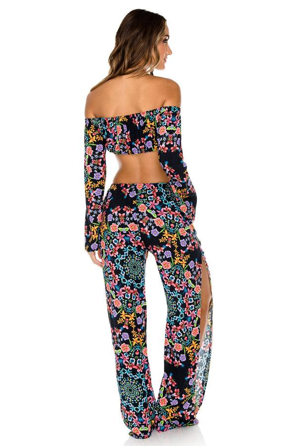 Luli Fama Noches De Sevilla Off Shoulder Top & Split Wide Leg Pants - Multicolor – Luli Fama