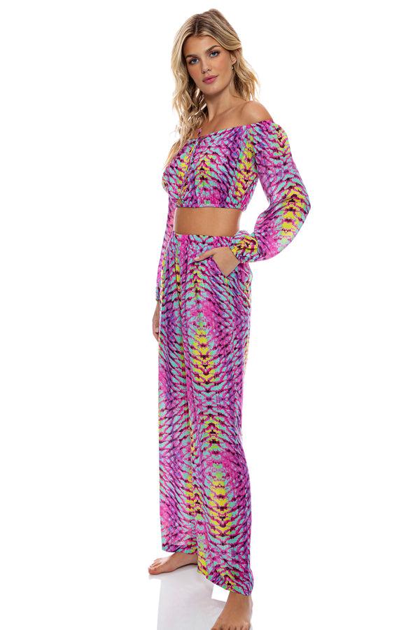 Luli Fama OASIS BABE - Crop Top & Relaxed Fit Pants • Multicolor – Luli Fama