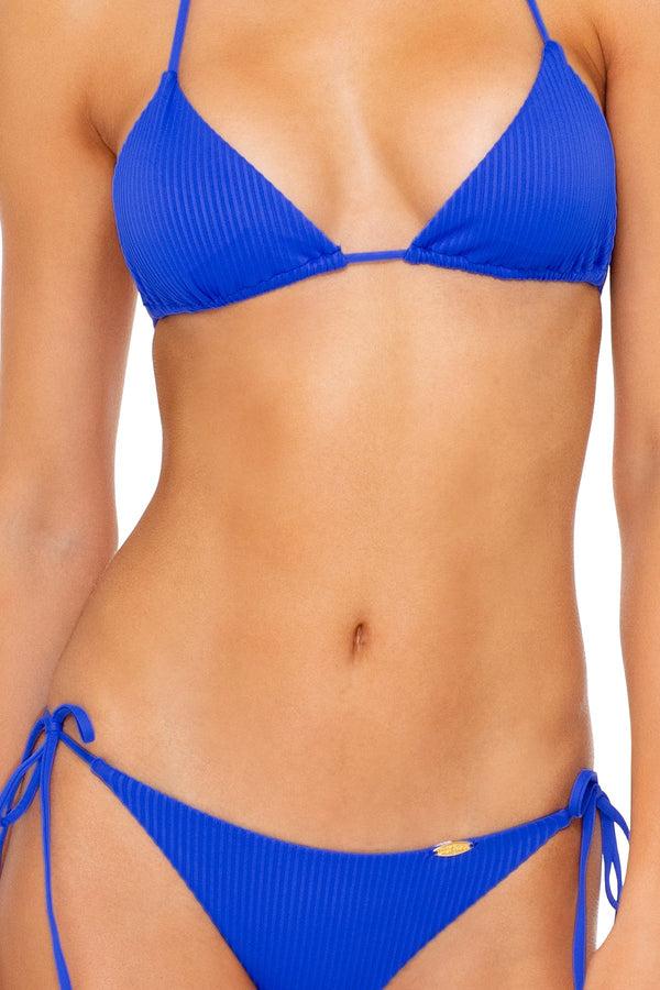 Luli Fama ORILLAS DEL MAR - Triangle Top & Wavey Ruched Back Tie Side Bottom • B – Luli Fama