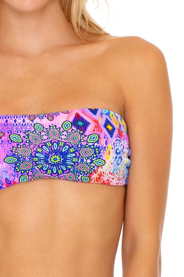 Luli Fama Pink Lagoon Bandeau Top High-Leg Banded Waist Bikini – Luli Fama