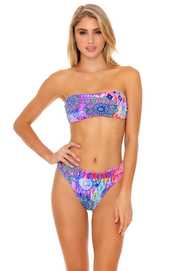 luli fama Pink Lagoon Bandeau Top High-Leg Banded Waist Bikini – Luli Fama