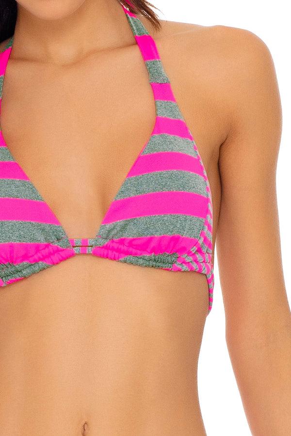 Luli Fama Pink Time To Fiesta Triangle Halter Full Bottom Bikini – Luli Fama