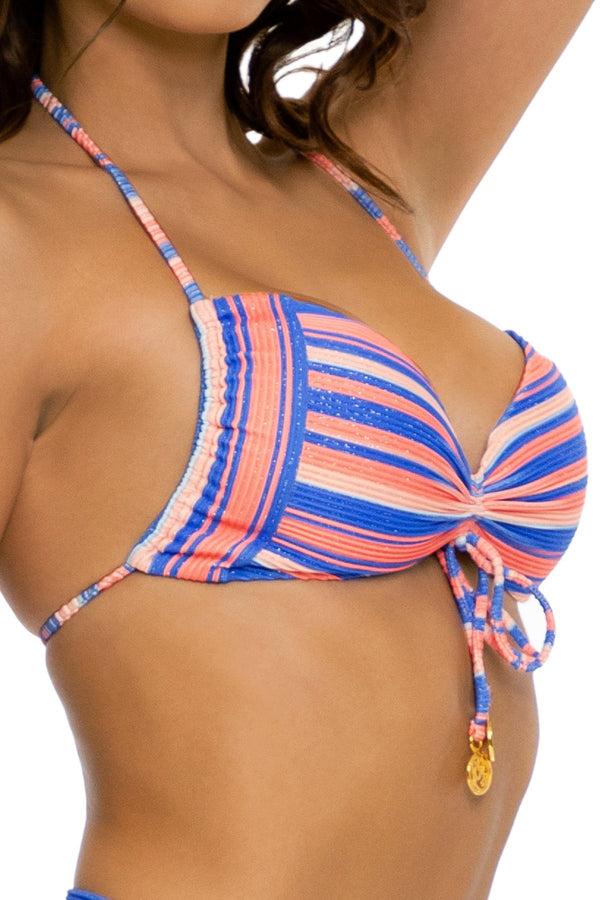 Luli Fama PLAY TIME - Bandeau Top & High Leg Banded Waist Bottom • Multi Royal – Luli Fama
