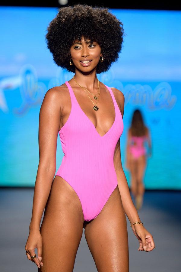 Luli Fama PLAYA VIBES - V Neck One Piece Bodysuit • Blushin Runway – Luli Fama